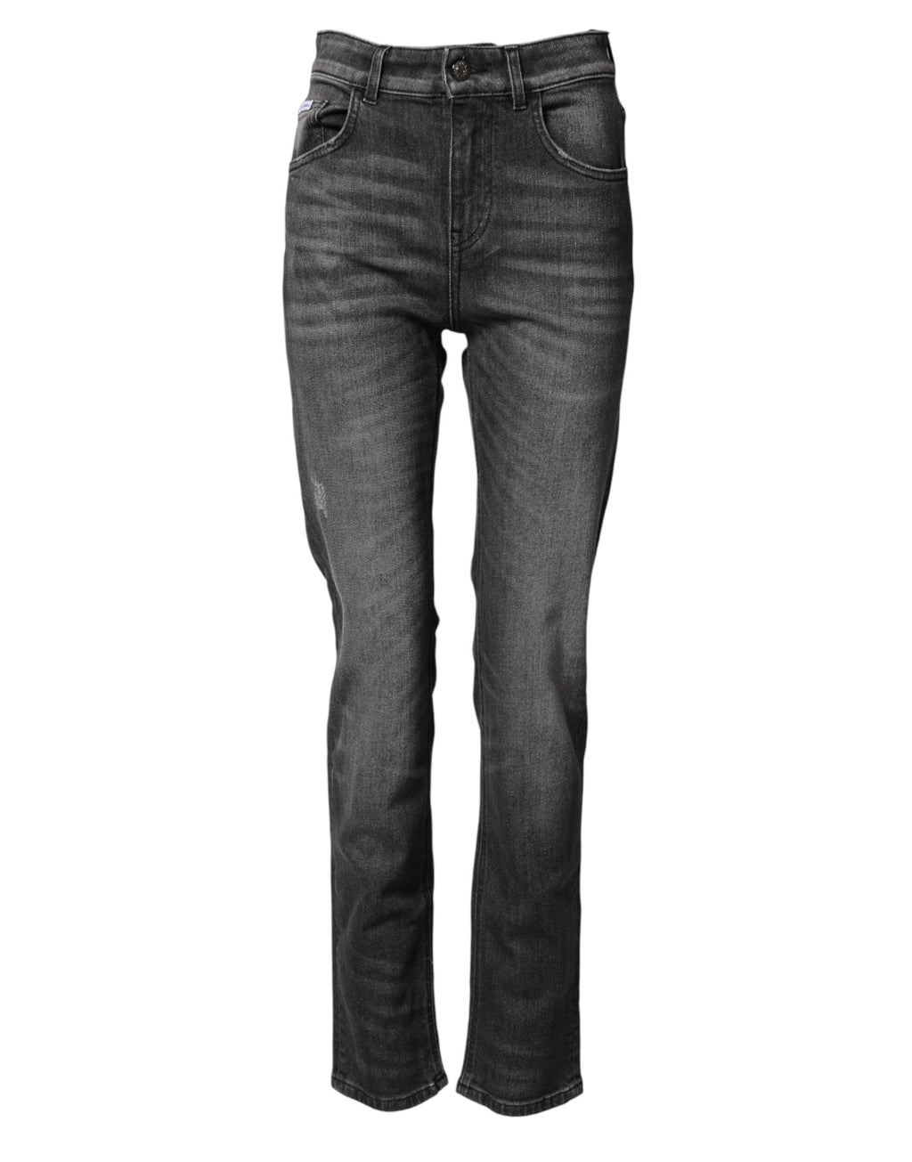 Dolce & Gabbana Graue High-Waist-Baumwoll-Skinny-Jeans