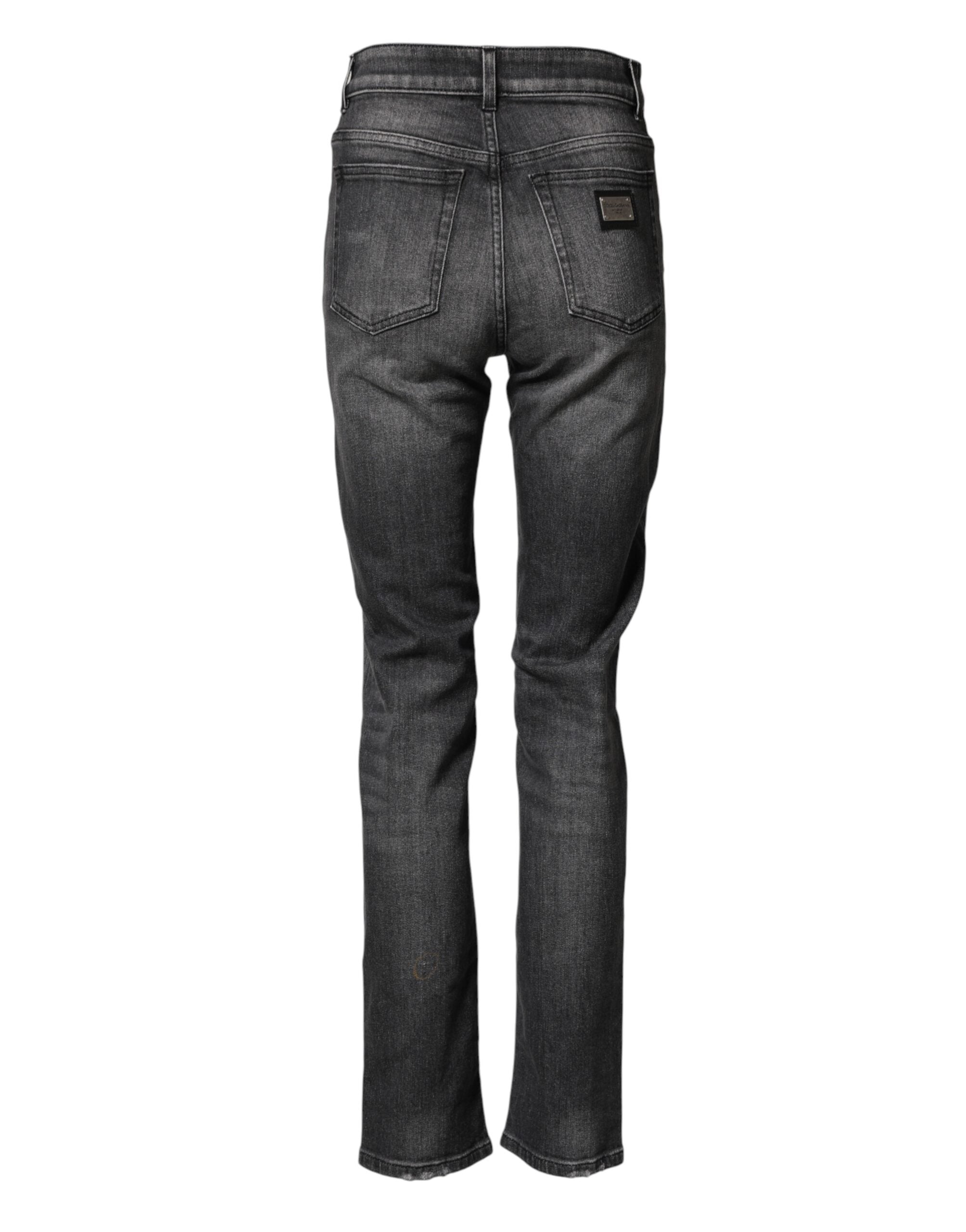 Dolce & Gabbana Graue High-Waist-Baumwoll-Skinny-Jeans