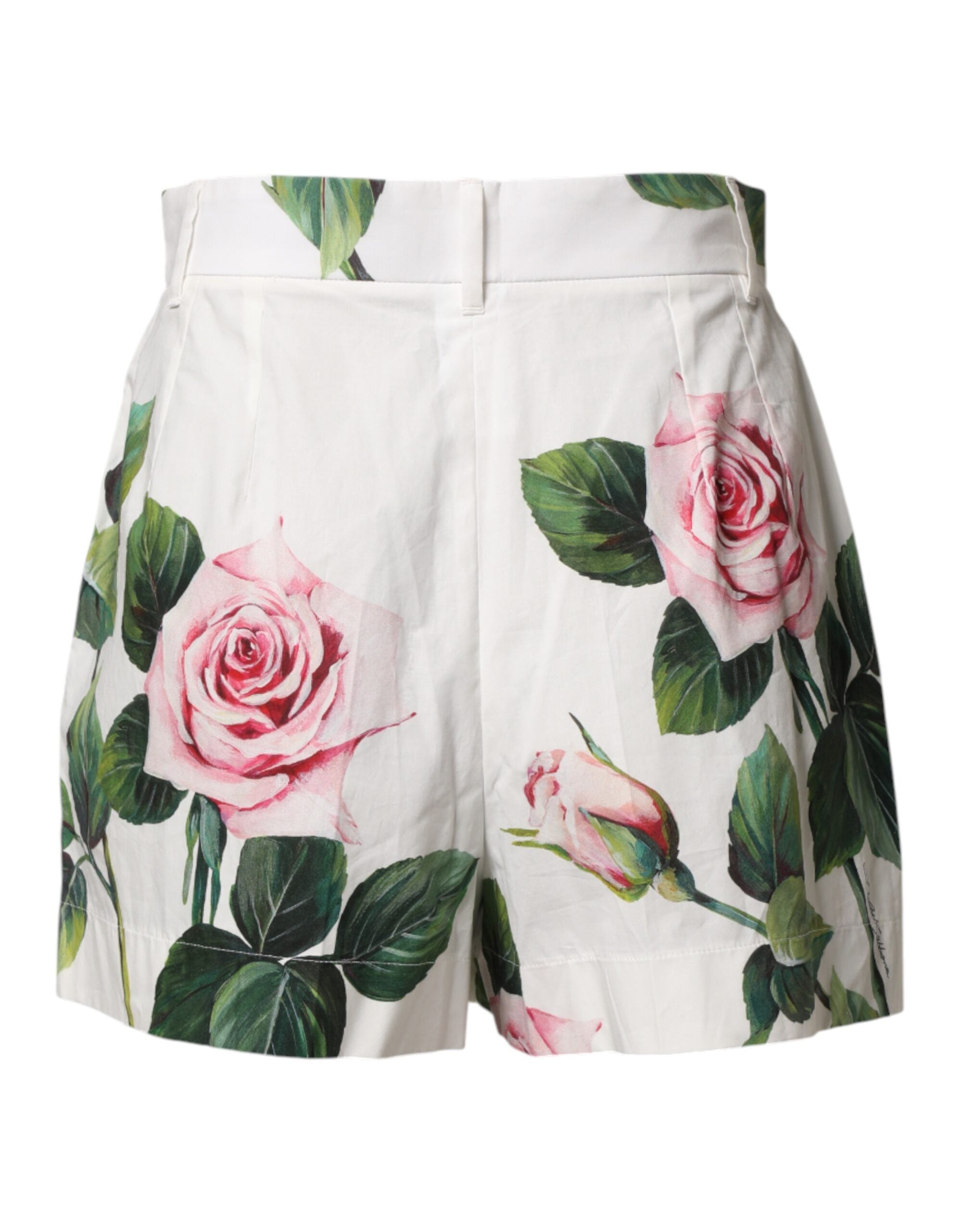 Dolce & Gabbana Weiße Hotpants mit hohem Bund und Blumenmuster