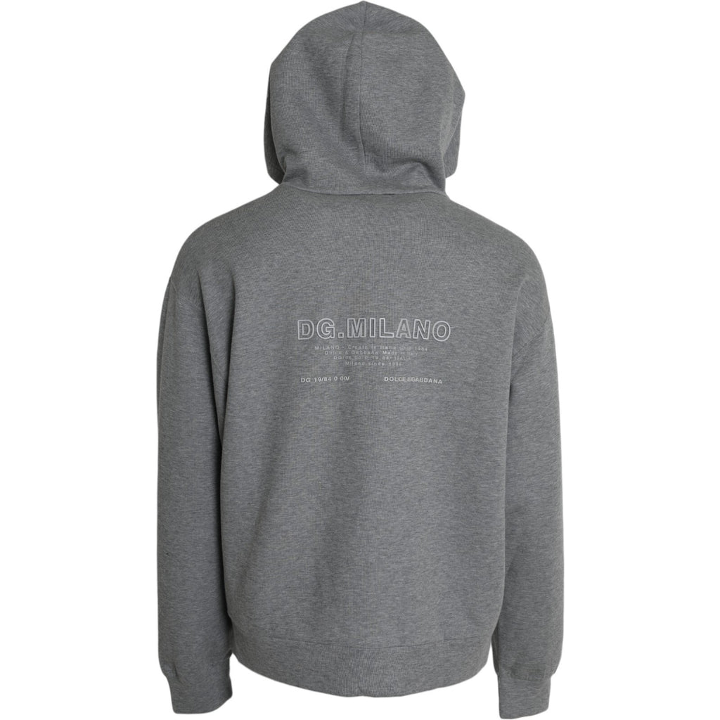 Dolce & Gabbana Graues Logo-Baumwoll-Kapuzenpullover