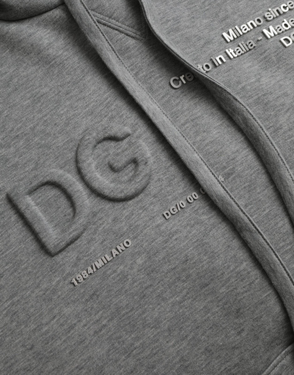 Dolce & Gabbana Graues Logo-Baumwoll-Kapuzenpullover