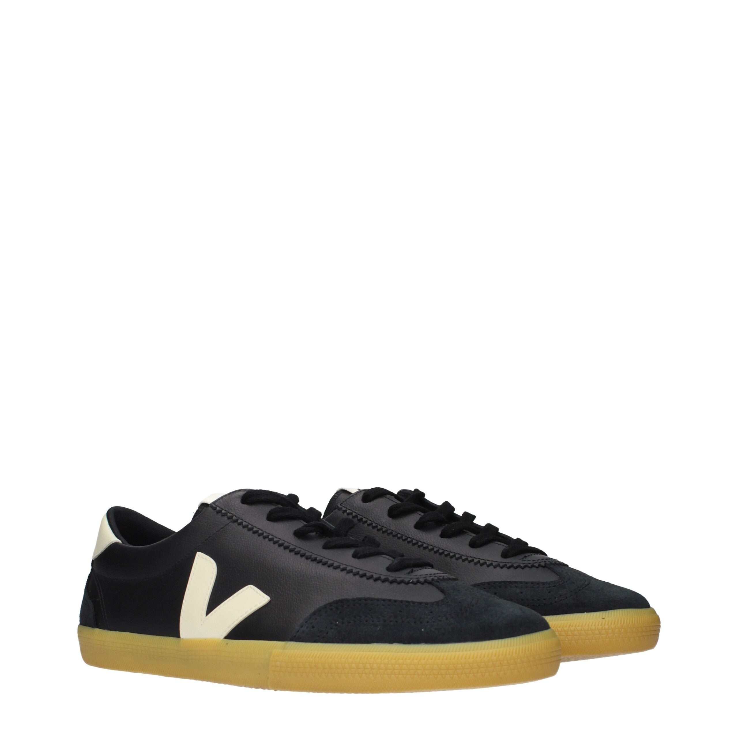 Veja Schwarze Leder-Sneakers mit niedrigem Schaft