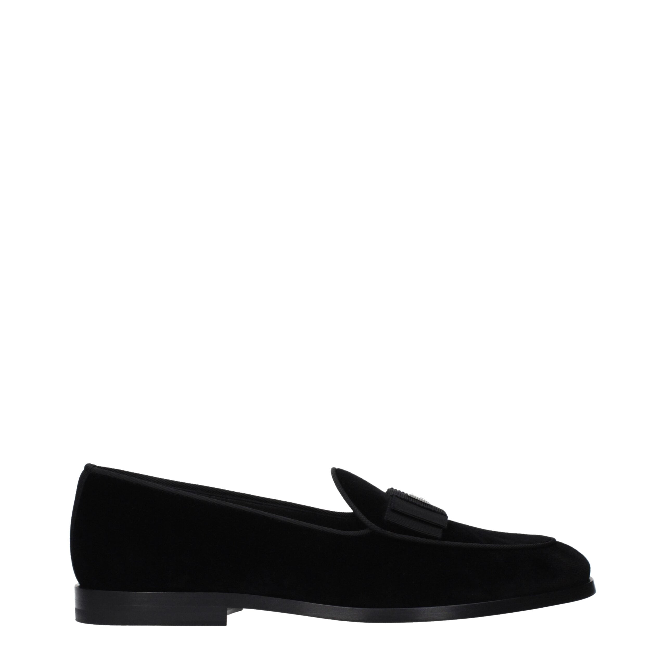 Dolce & Gabbana Schwarze Samt-Loafer zum Hineinschlüpfen