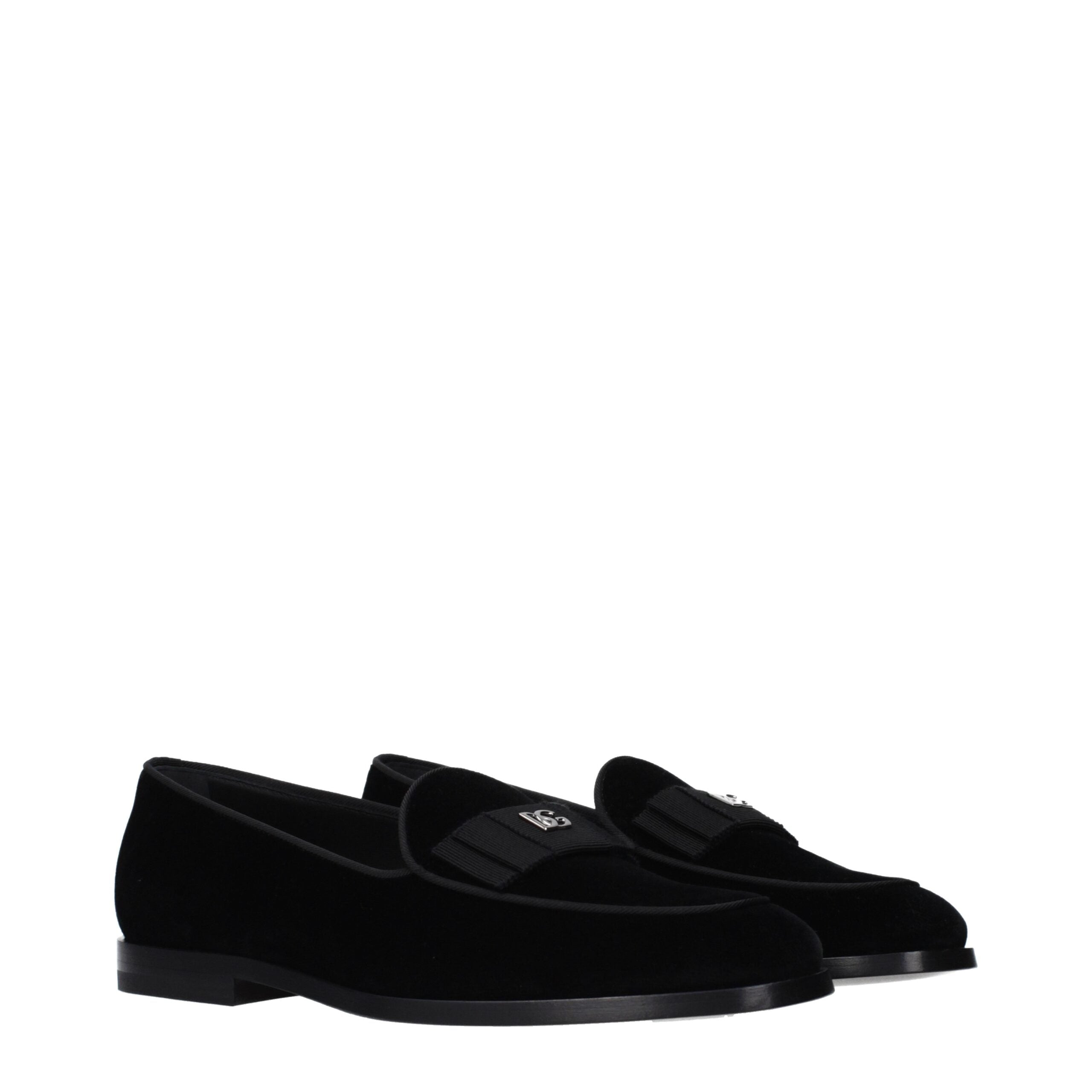 Dolce & Gabbana Schwarze Samt-Loafer zum Hineinschlüpfen