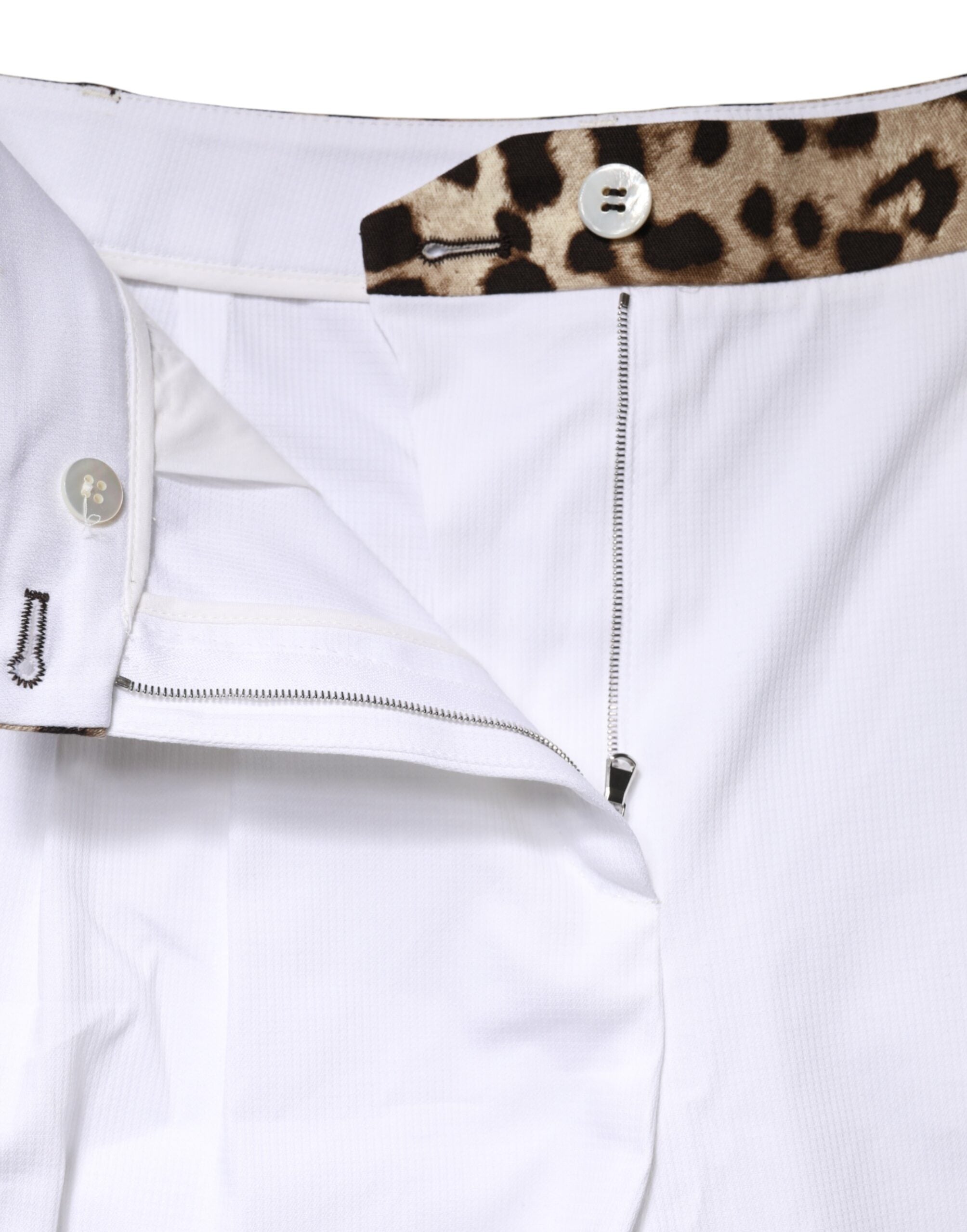 Dolce & Gabbana Weiße Baumwoll-Bermuda-Shorts mit hoher Taille