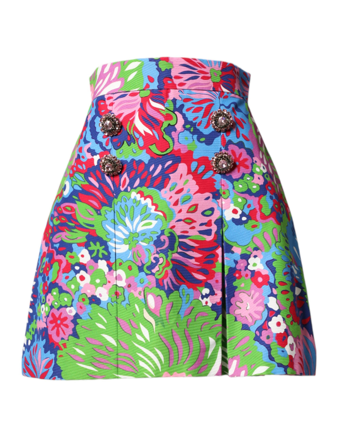 Dolce & Gabbana Meerkleurige Gebloemde Mini-short Met Hoge Taille En Knopen