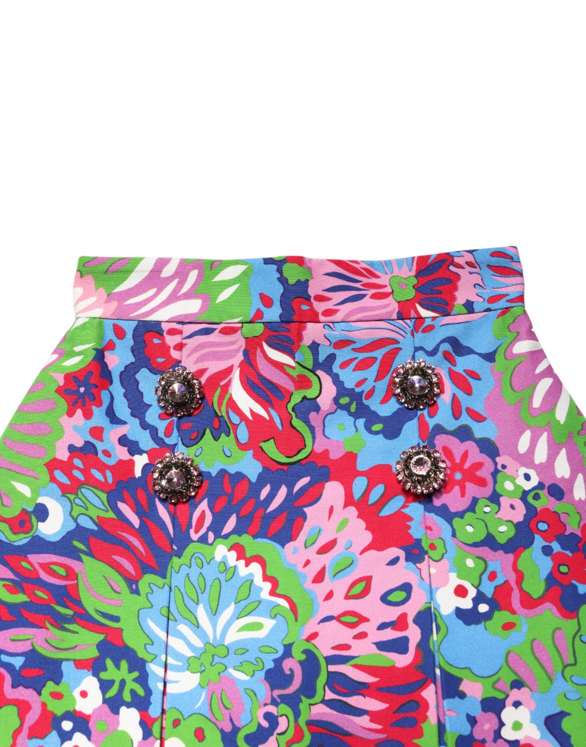 Dolce & Gabbana Bunte Blumen-Shorts mit Knöpfen und hoher Taille
