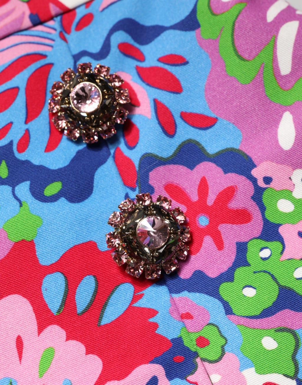 Dolce & Gabbana Meerkleurige Gebloemde Mini-short Met Hoge Taille En Knopen