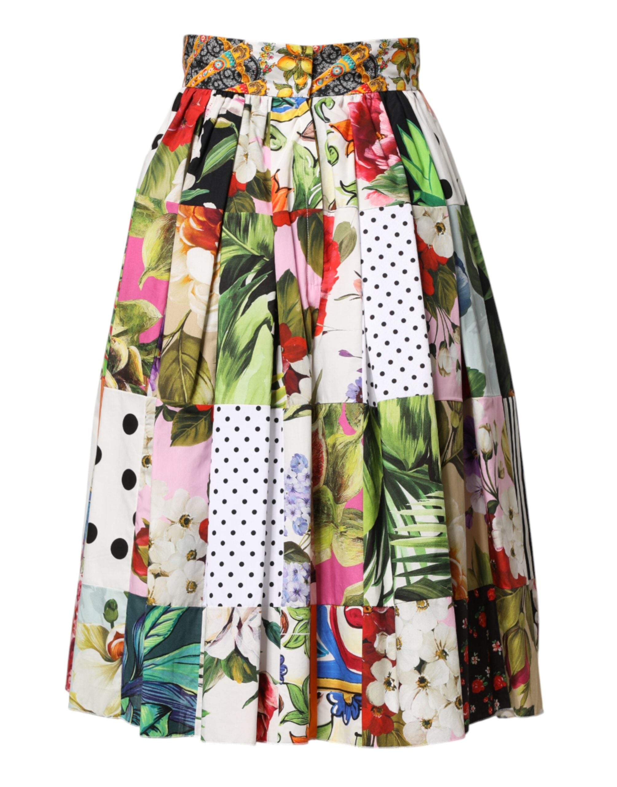 Dolce & Gabbana Multicolor Patchwork High Waist Midi Skirt