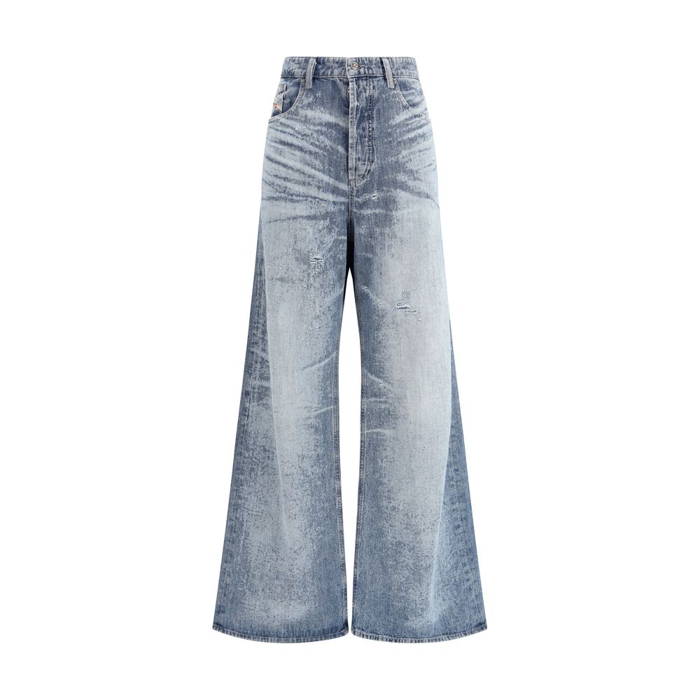 Diesel Ausgestellte Jeans aus blauem Baumwoll-Denim