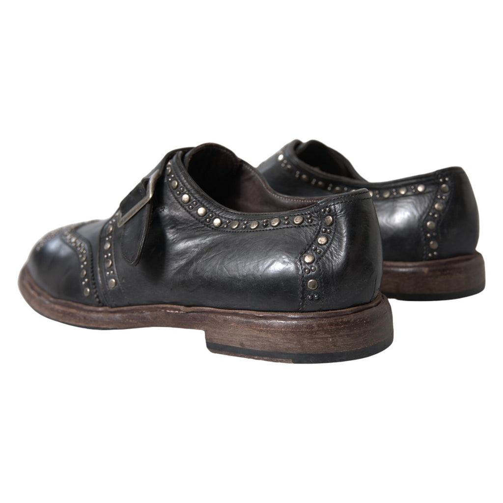 Dolce & Gabbana Schwarze Leder-Monk-Schuhe mit Nieten