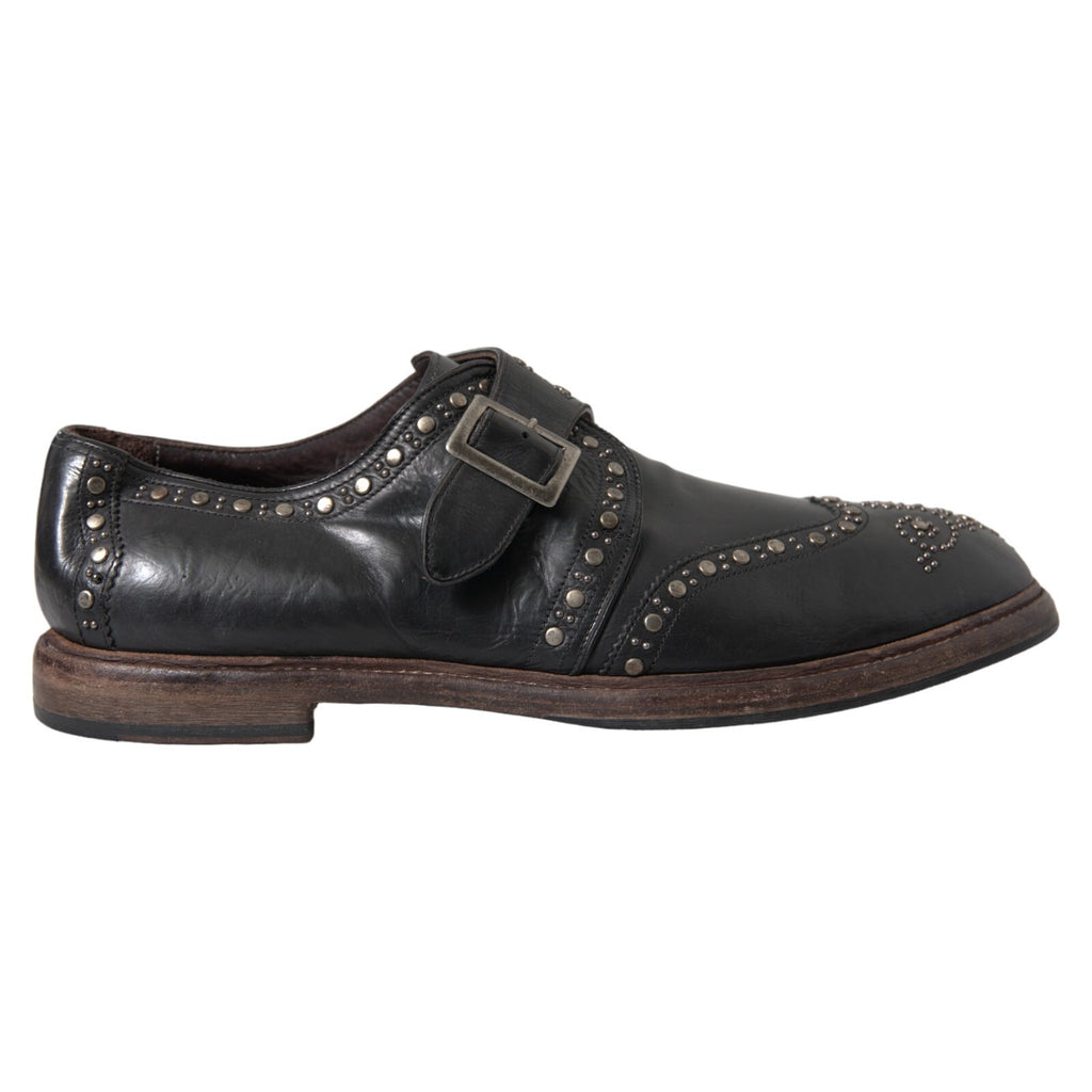 Dolce & Gabbana Schwarze Leder-Monk-Schuhe mit Nieten