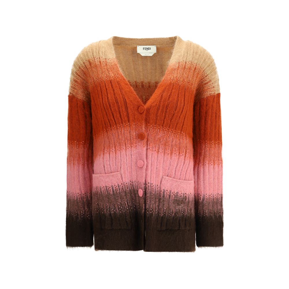 Fendi Mohair-Woll-Cardigan in Multicolor