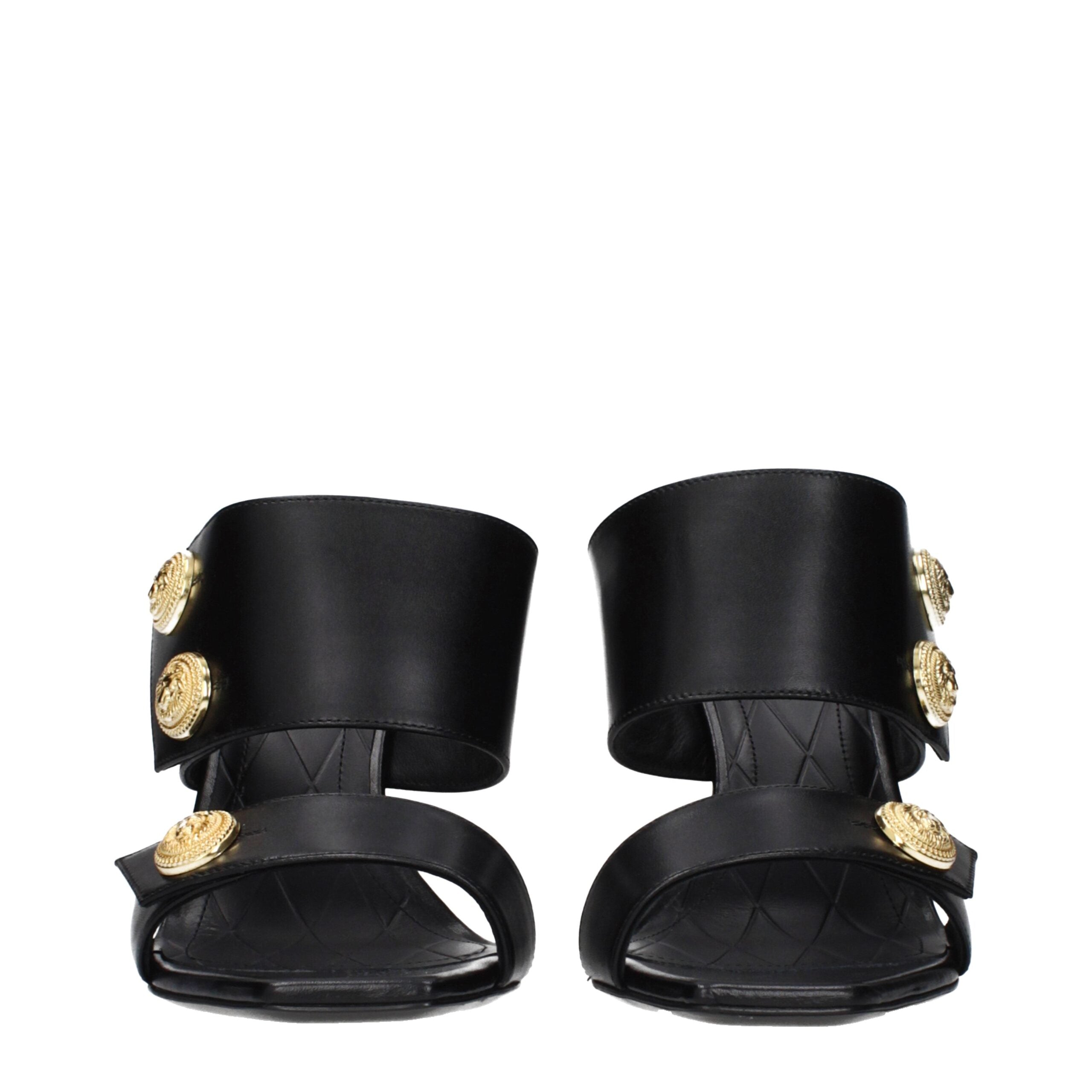 Balmain Schwarze Leder-Stilettosandalen