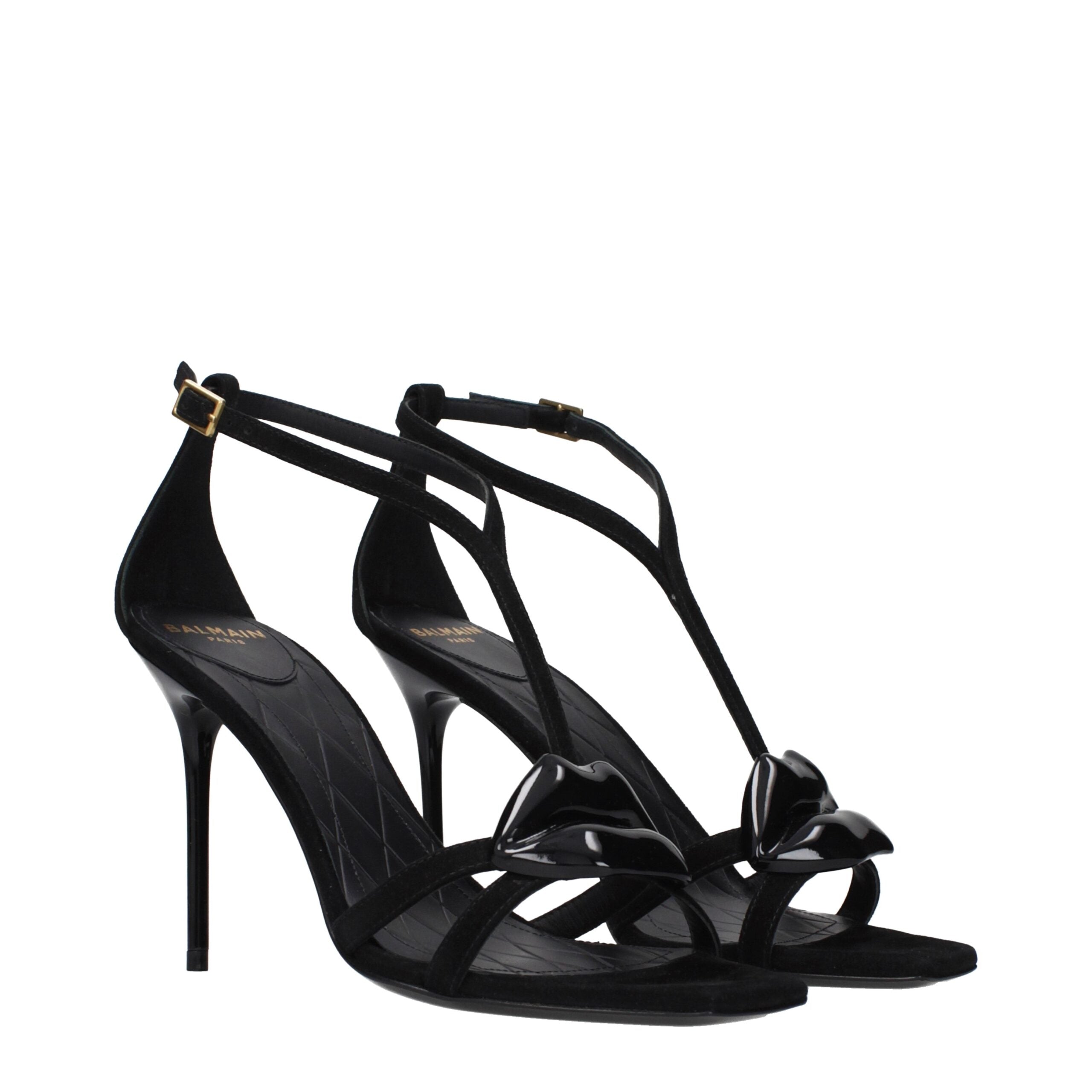 Balmain Schwarze Leder-Stilettosandalen