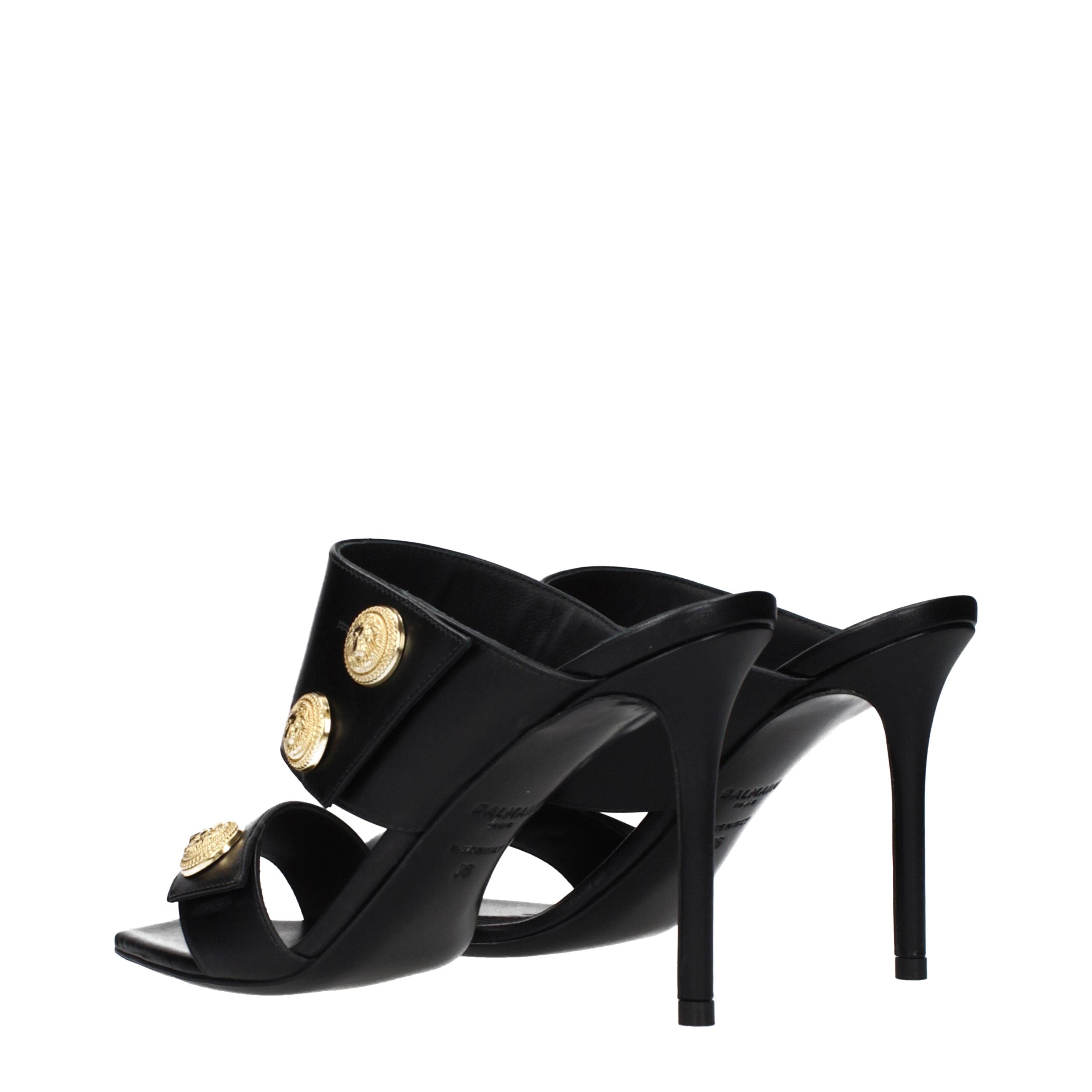 Balmain Schwarze Leder-Stilettosandalen