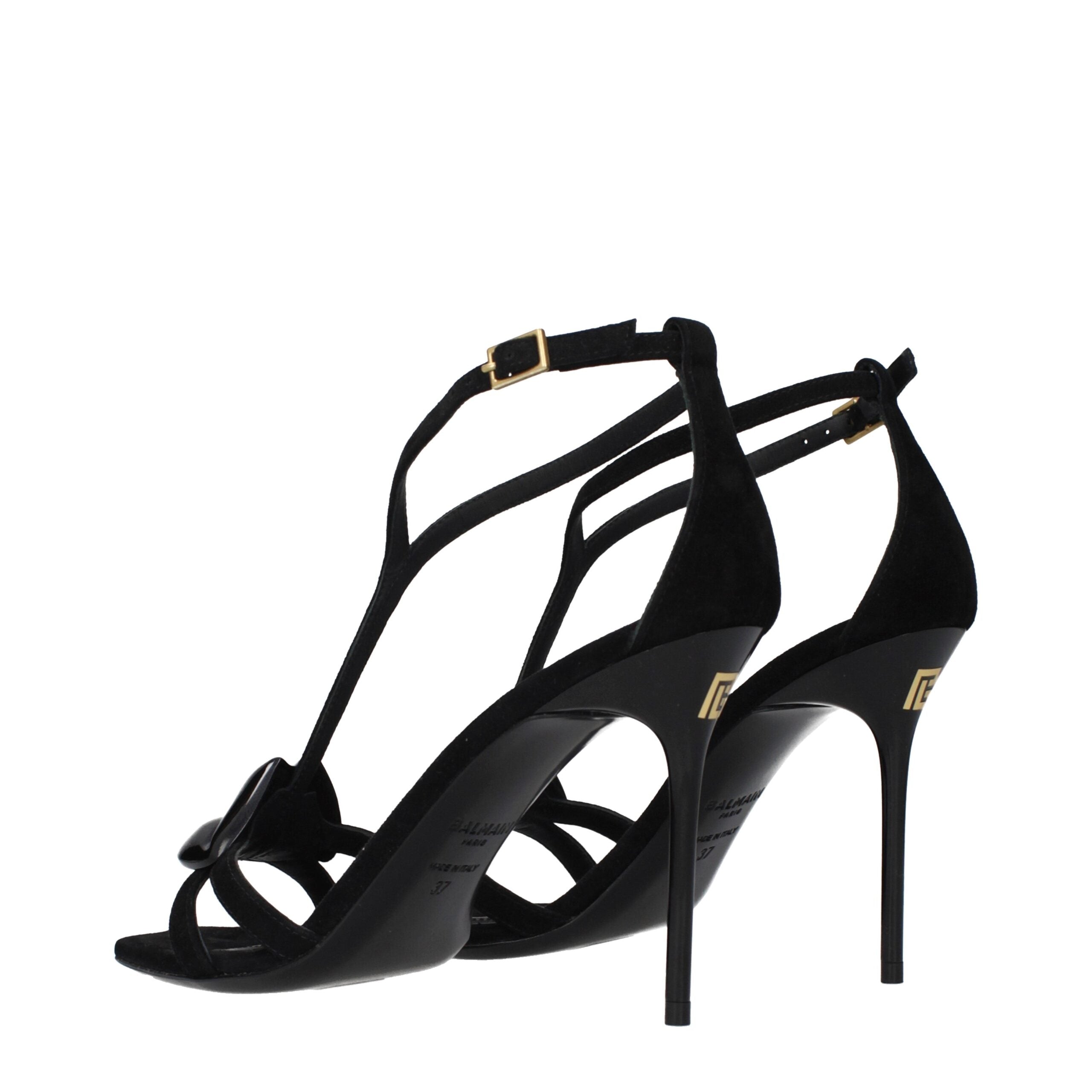 Balmain Schwarze Leder-Stilettosandalen