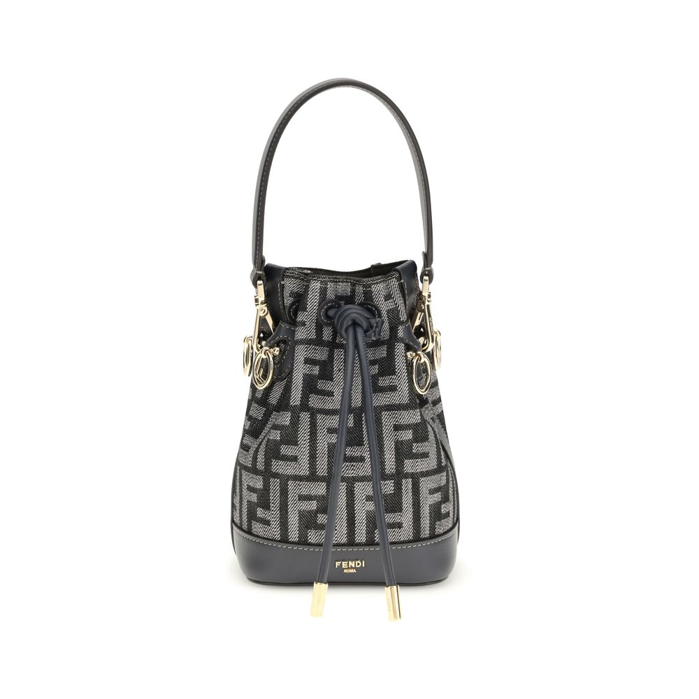 Fendi Blauer Stoff-Bucket-Bag