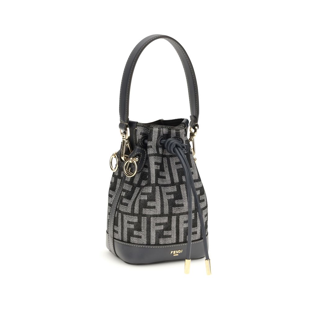 Fendi Blauer Stoff-Bucket-Bag
