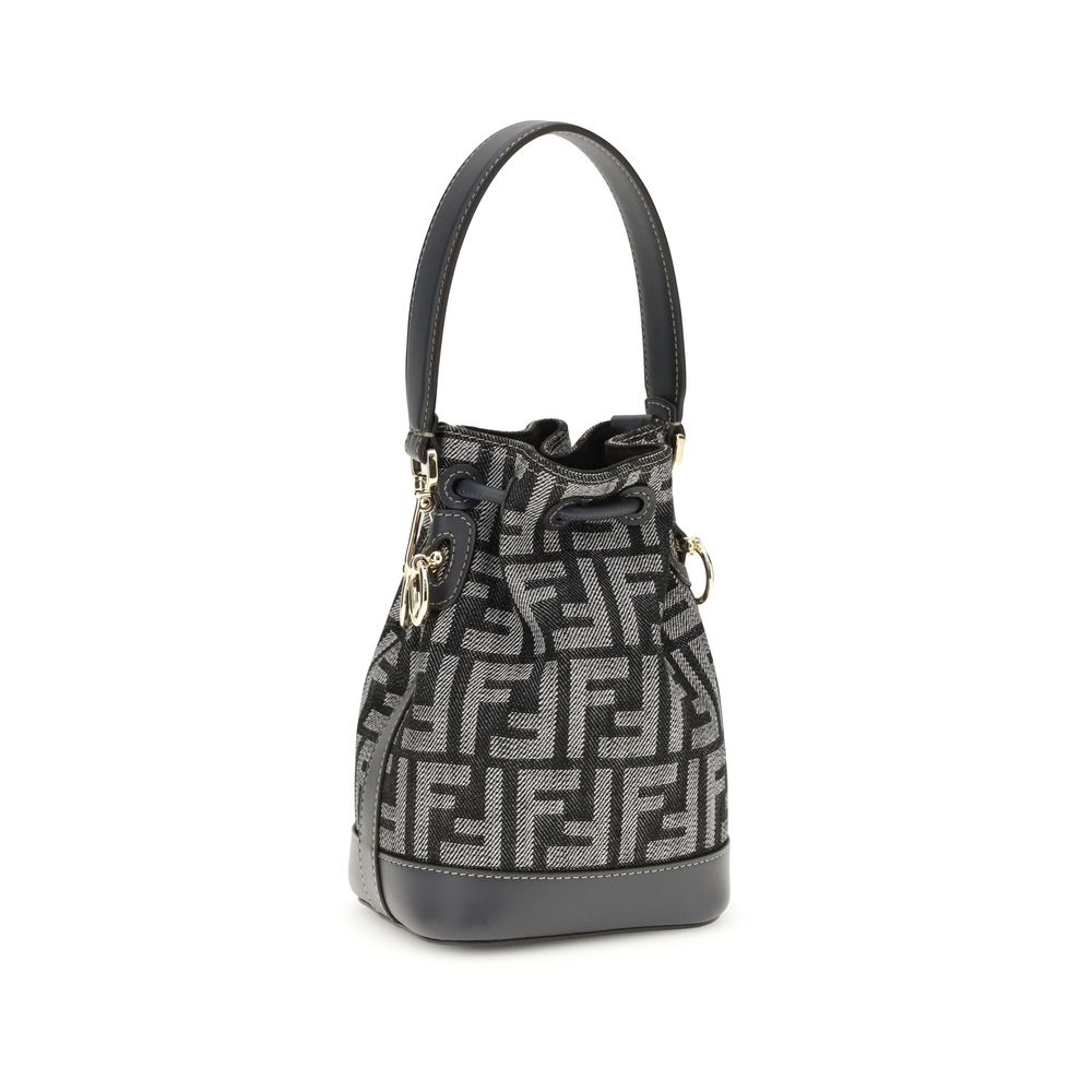 Fendi Blauer Stoff-Bucket-Bag