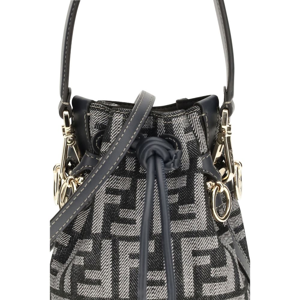 Fendi Blauer Stoff-Bucket-Bag