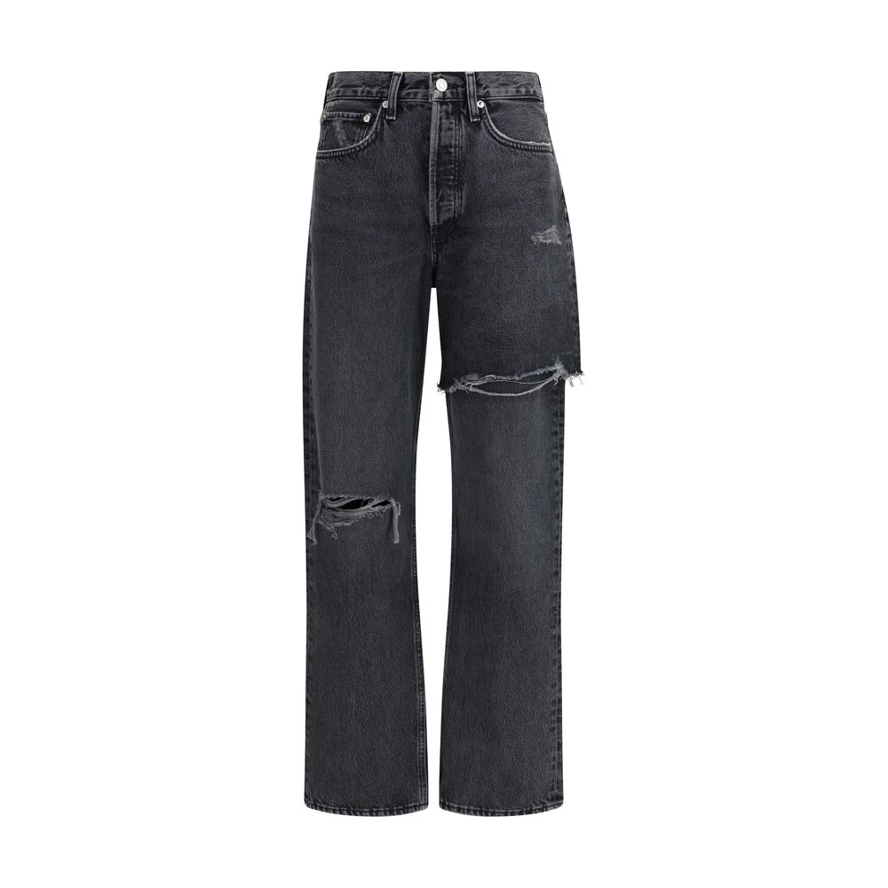 Agolde Schwarze, gerade Jeans aus recyceltem Baumwoll-Denim