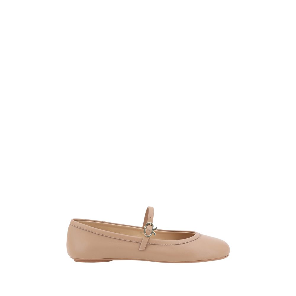 Gianvito Rossi Beige Kalbsleder Bos Taurus Ballerinas