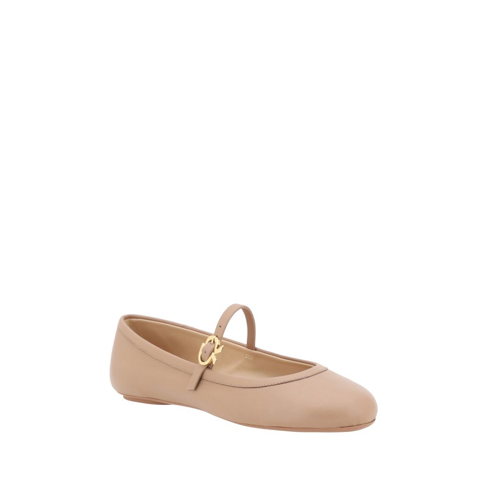 Gianvito Rossi Beige Kalbsleder Bos Taurus Ballerinas