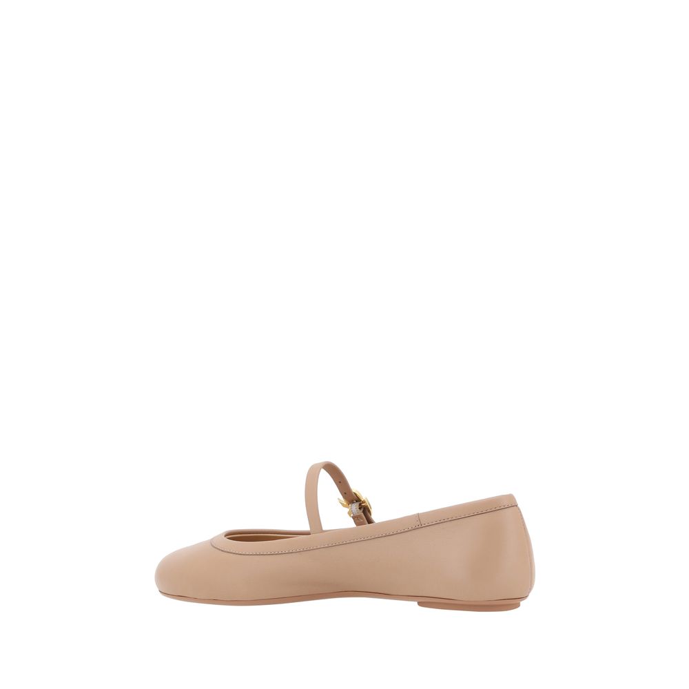 Gianvito Rossi Beige Kalbsleder Bos Taurus Ballerinas