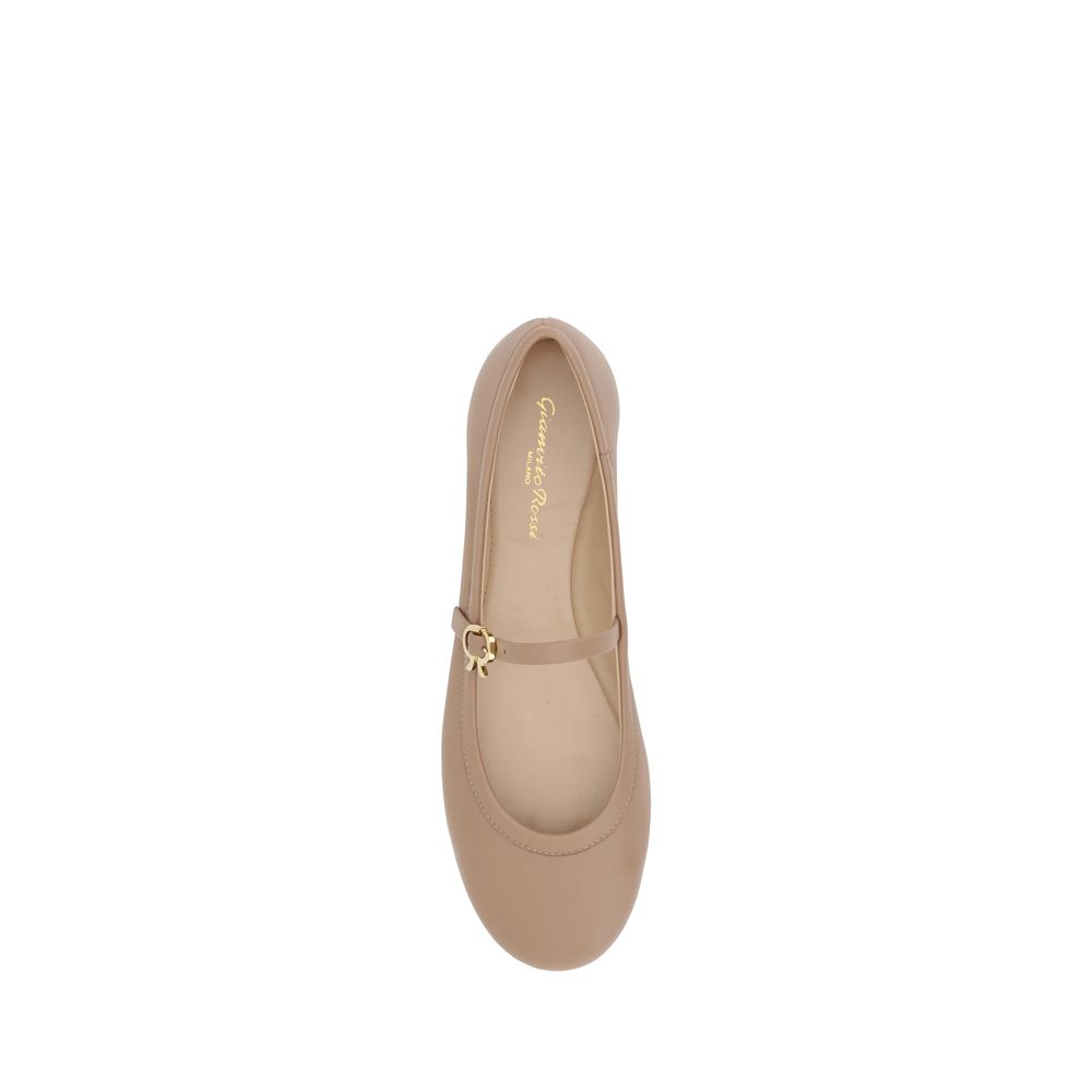 Gianvito Rossi Beige Kalbsleder Bos Taurus Ballerinas