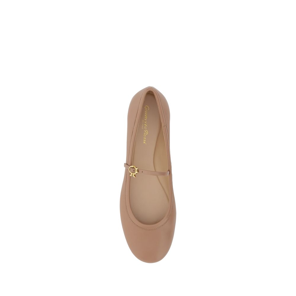 Gianvito Rossi Beige Kalbsleder Bos Taurus Ballerinas