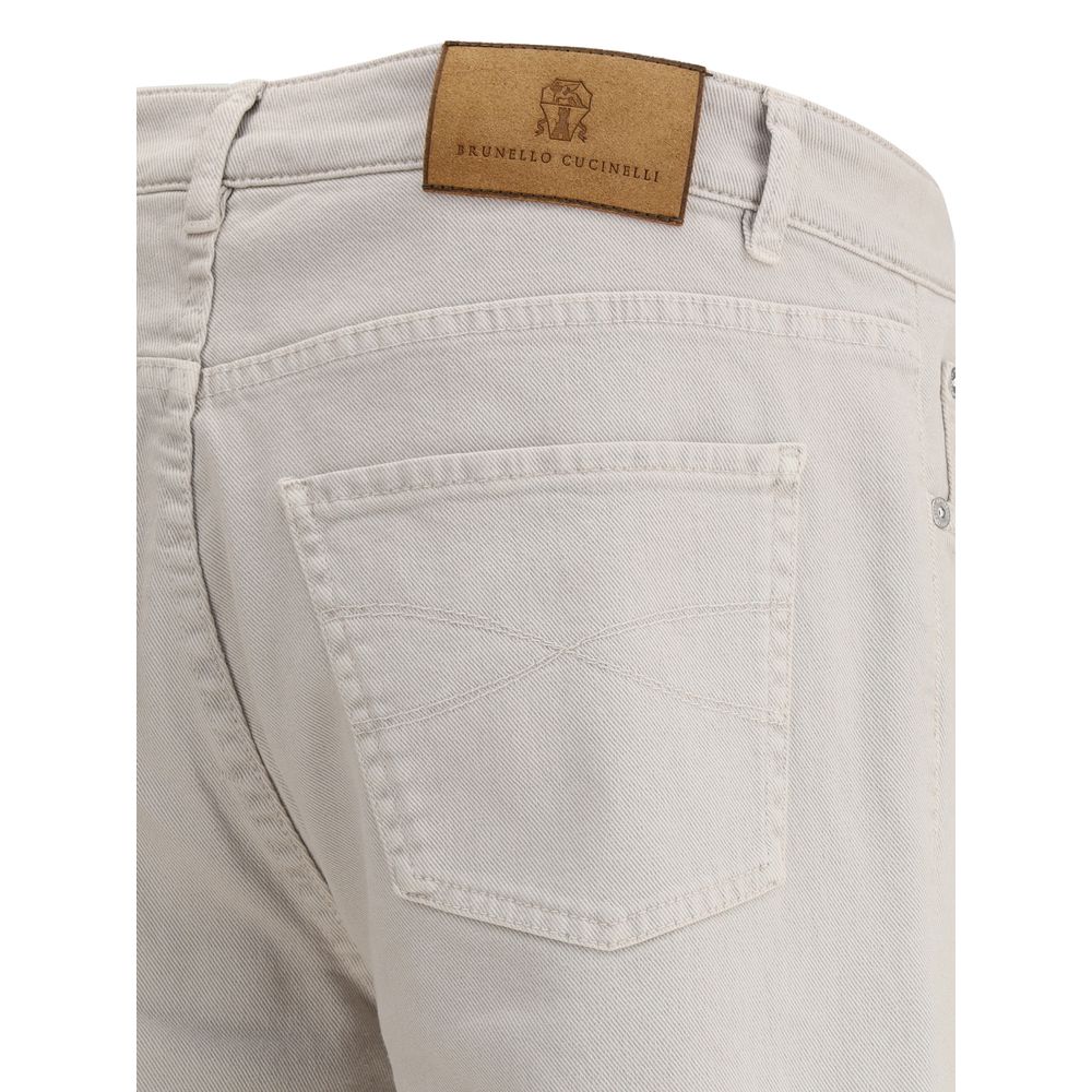Brunello Cucinelli Beigefarbene Baumwolljeans aus Denim