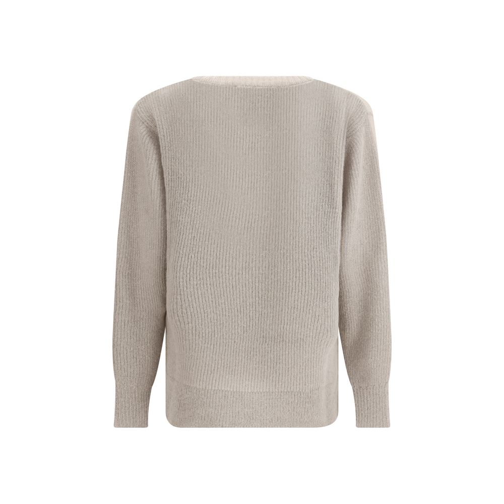 Cruna Grau melierter Mohair-Pullover
