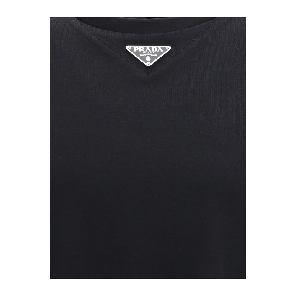 Prada Schwarzes Baumwoll-T-Shirt