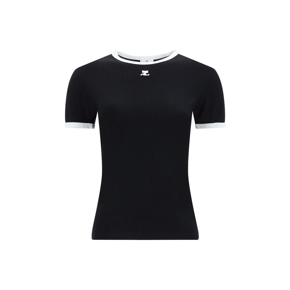 Courrèges Schwarzes Baumwoll-T-Shirt
