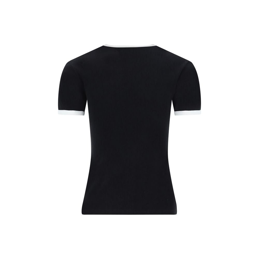 Courrèges Schwarzes Baumwoll-T-Shirt