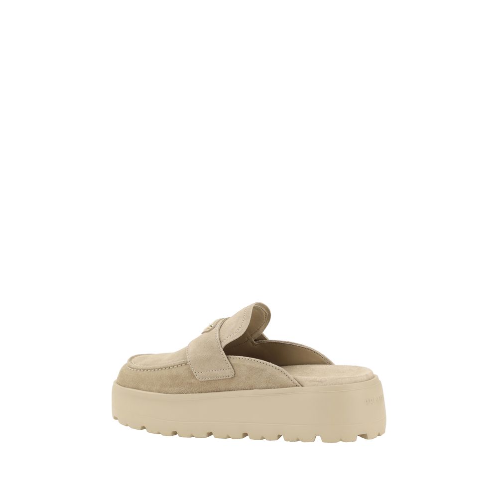 Prada Beige Gummisohle Plateau-Loafer