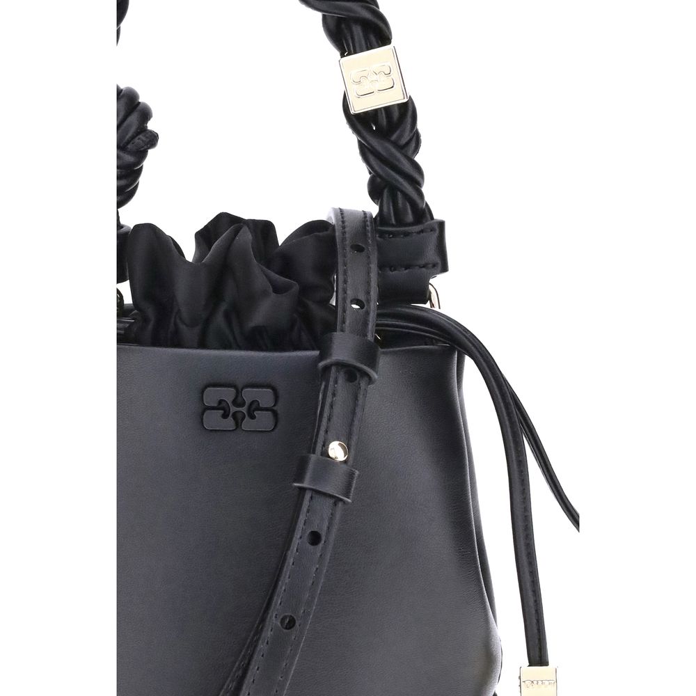 Ganni Schwarze Bucket Bag aus recyceltem Leder