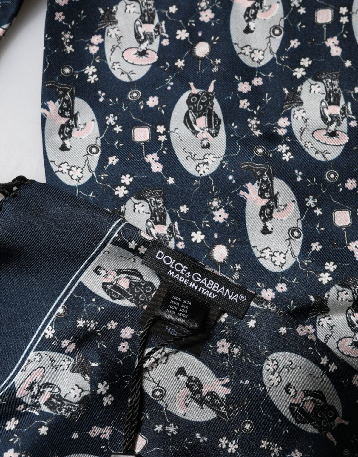 Dolce & Gabbana Navyblau Seiden Halstuch Schal Herren