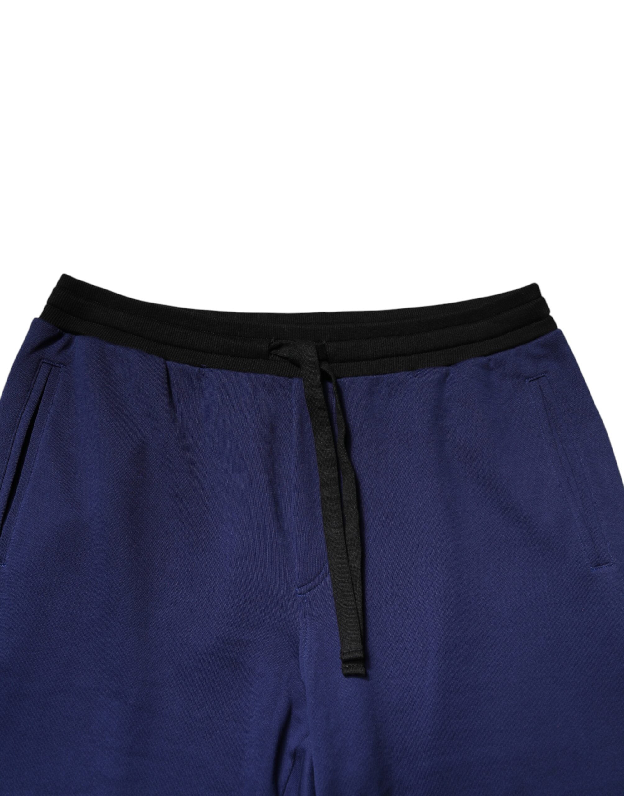 Dolce & Gabbana Blue Cotton Mid Waist Jogger Trousers Pants