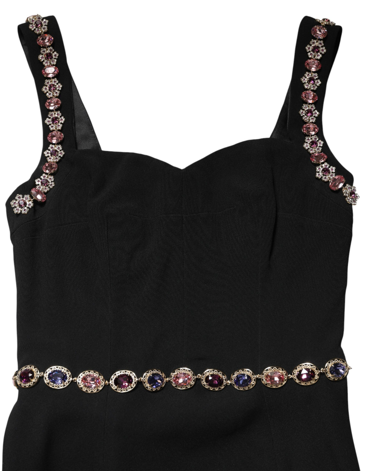 Dolce & Gabbana Zwarte Versierde Schede Zeemeerminjurk