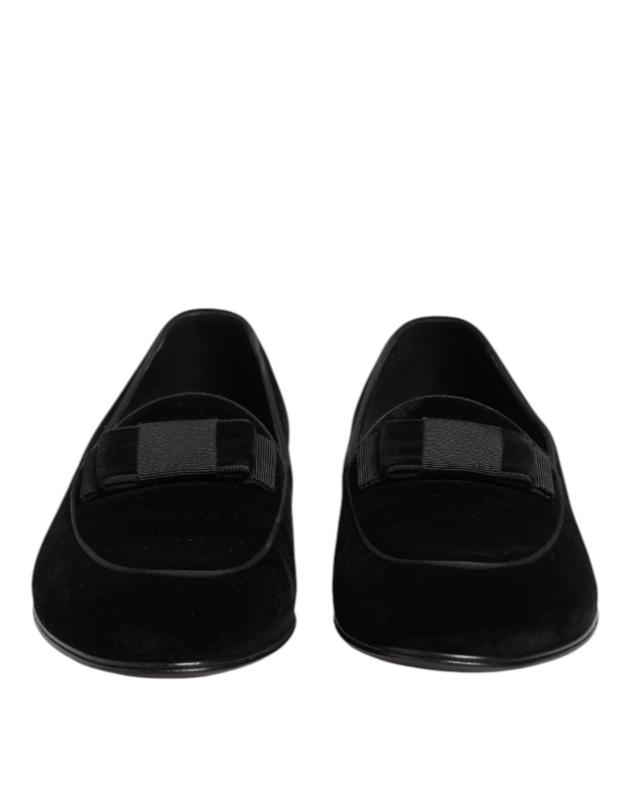 Dolce & Gabbana Black Velvet Slip On Loafers Formal Men Shoes