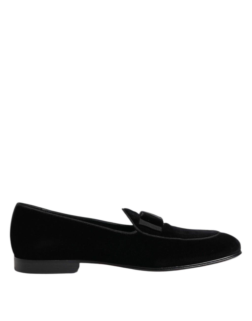 Dolce & Gabbana Black Velvet Slip On Loafers Formal Men Shoes