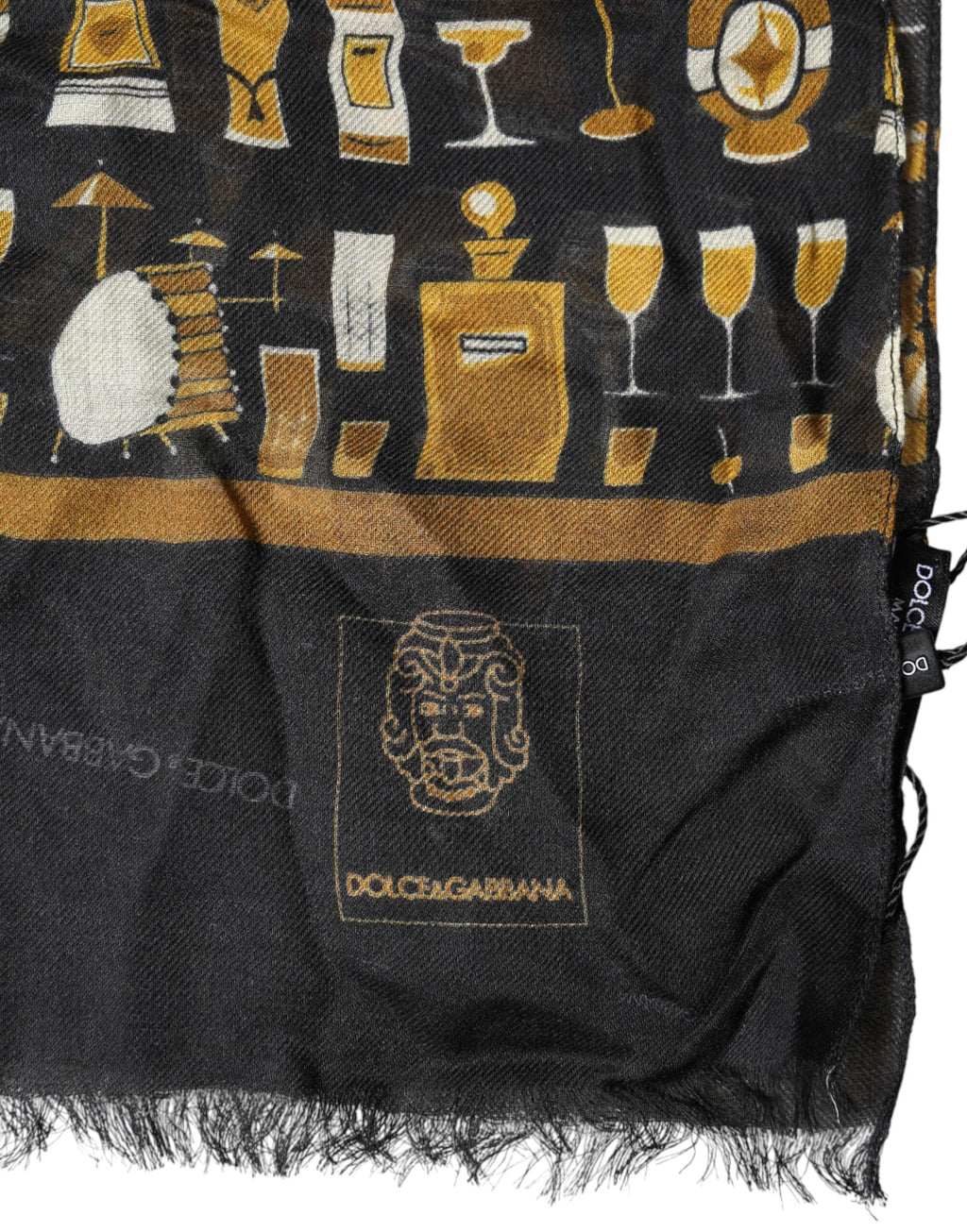 Dolce & Gabbana Schwarzer Jazzclub-Print Halstuch Schal