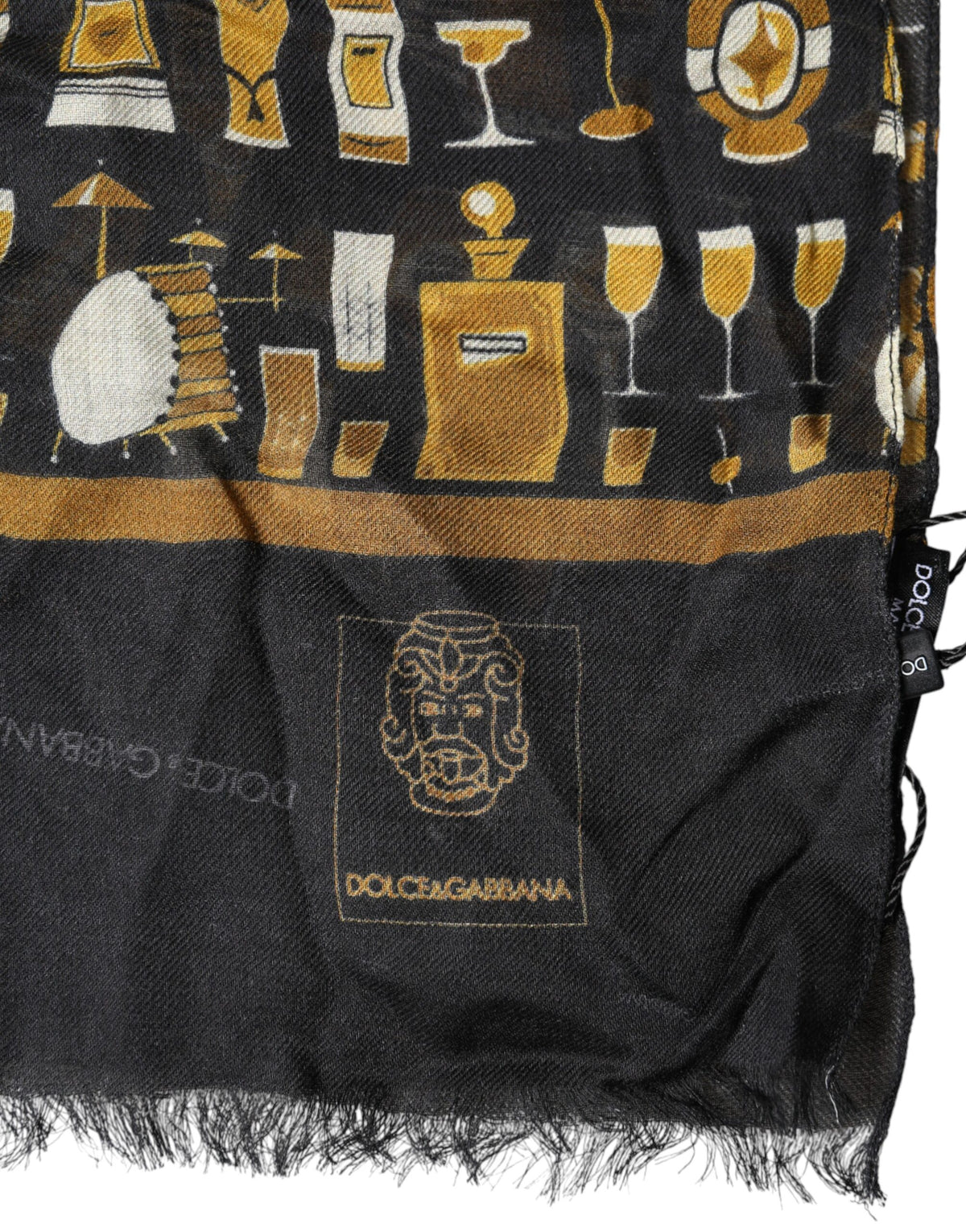 Dolce & Gabbana Schwarzer Jazzclub-Print Halstuch Schal