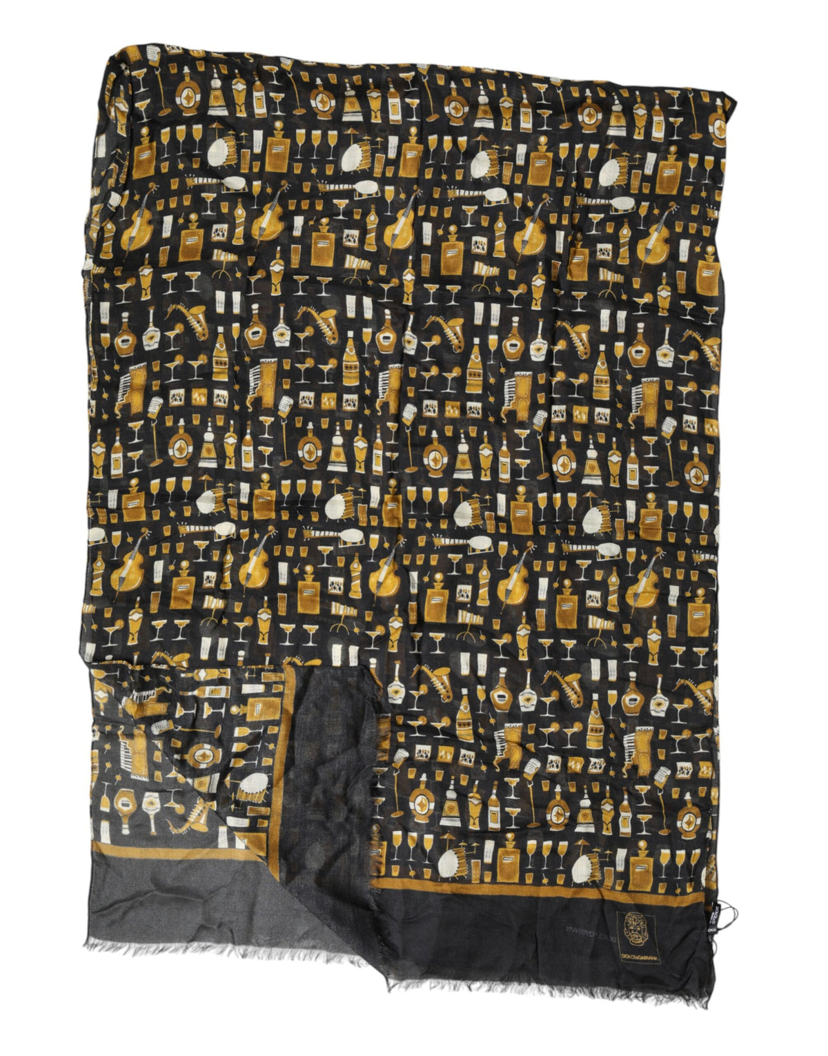 Dolce & Gabbana Schwarzer Jazzclub-Print Halstuch Schal