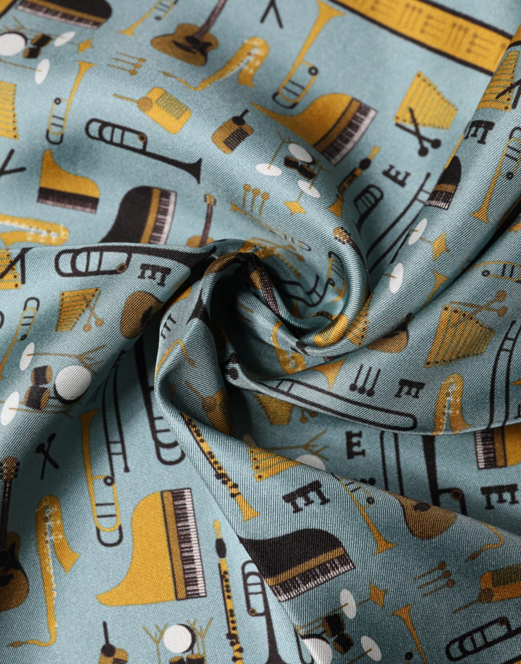 Dolce & Gabbana Blue Jazz Club Square Handkerchief Scarf