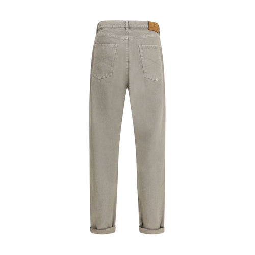 Brunello Cucinelli Bicolor Jeans aus Baumwolle mit geradem Bein