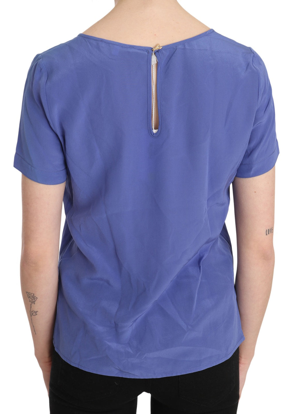 Patrizia Pepe Zijden Paarse Casual Top met Korte Mouwen Blouse