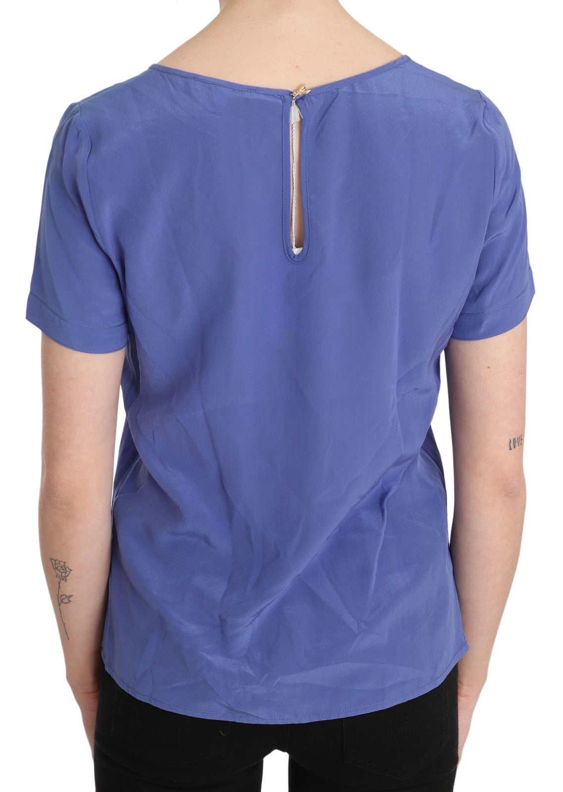 Patrizia Pepe Zijden Paarse Casual Top met Korte Mouwen Blouse